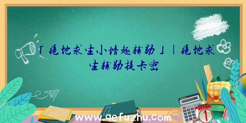 「绝地求生小情趣辅助」|绝地求生辅助提卡密